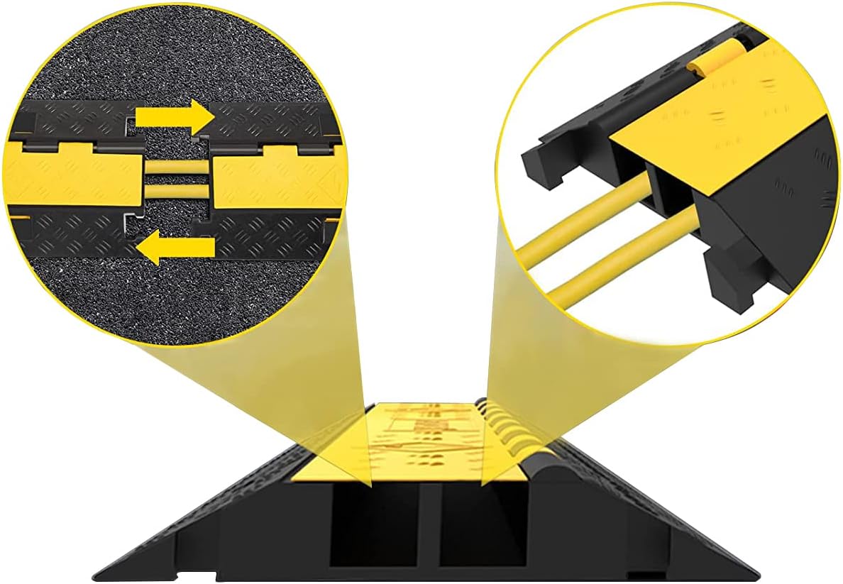 3Pack 39inch Traffic Speed Bumps Cable Protector, 11000lbs per Axle Capacity Rubber Pack of 2 R596