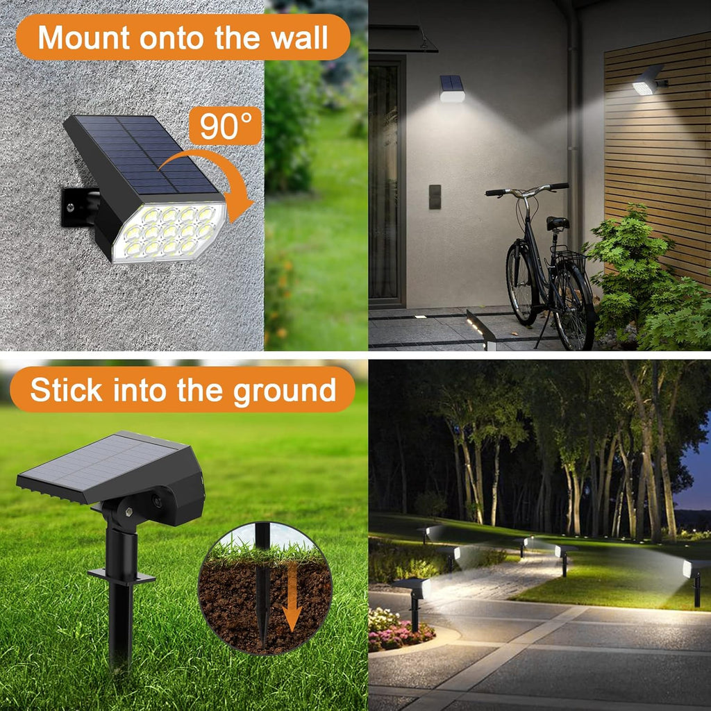 6 Pack 52 LED 3 Modes IP65 Waterproof Solar Spot Lights U828077