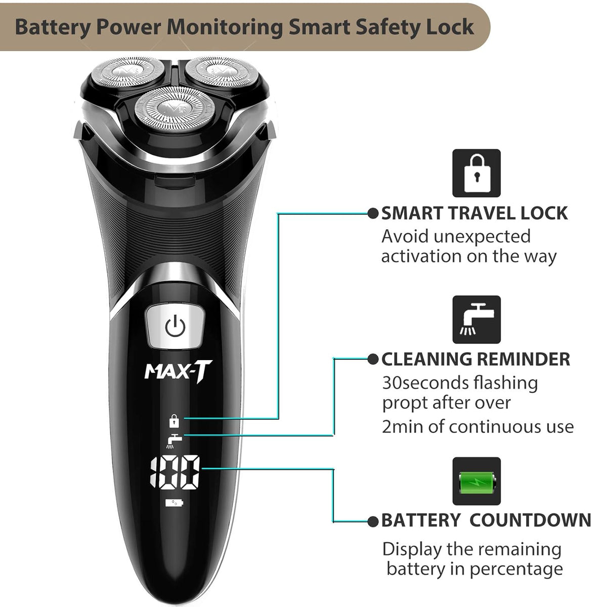 Black 3D Rotary Electric Shaver Pack of 2 U78032
