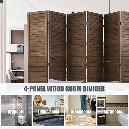 4 Panel 5.75FT Wooden Folding Room Divider W708874