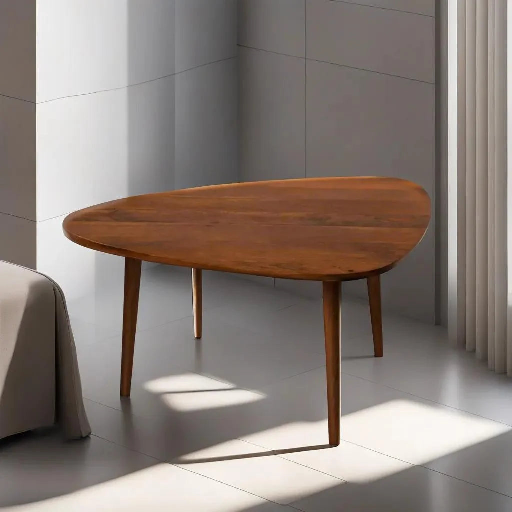 Handmade Light Walnut Drop Shaped Wood Coffee Table K118
