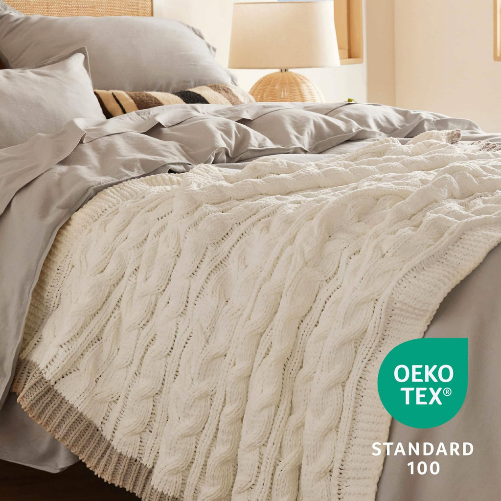 Chenille Chunky Knit Throw Blanket B556814