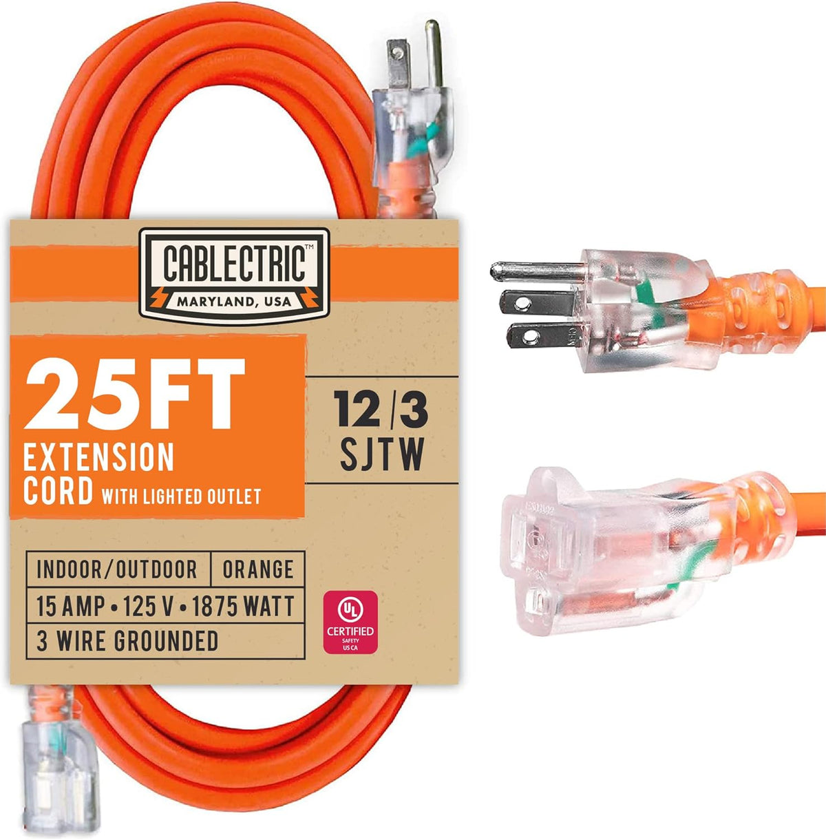 50 Ft 12 Gauge Heavy Duty Orange Extension Cord J2192