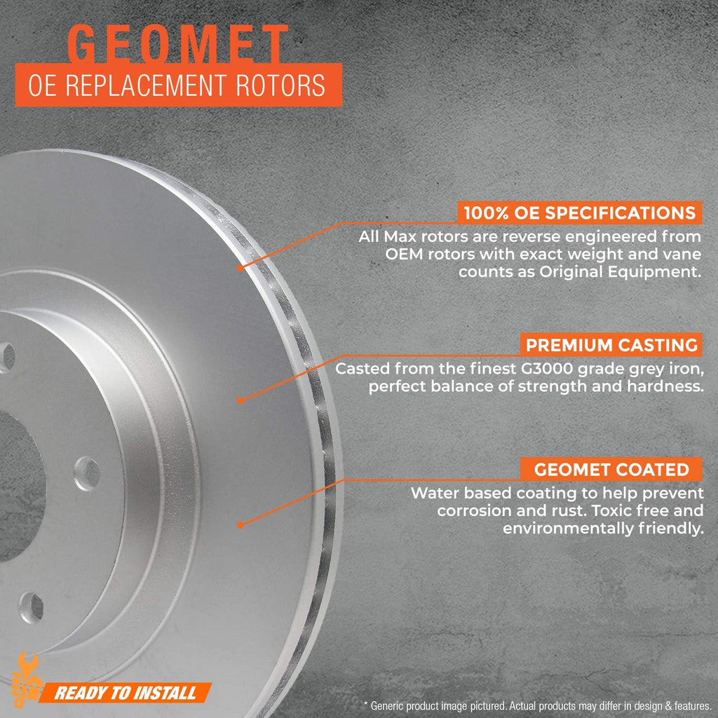 Max Brakes Geomet OE Rotors with Carbon Metallic Pads Q637764