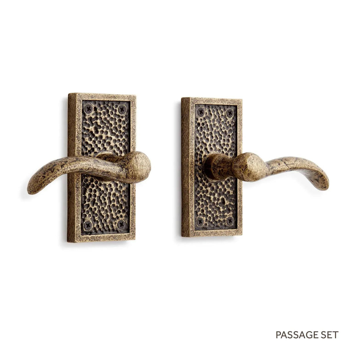 Left Handed Solid Brass Passage Door Lever Set Antique Brass W3033