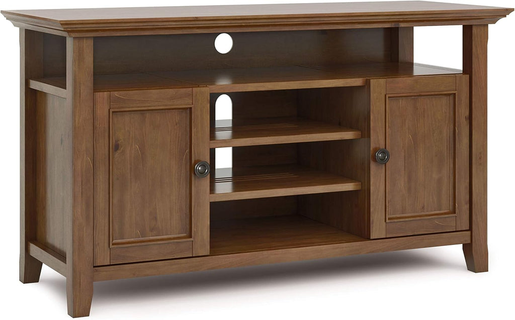 Solid Wood TV Media Stand with Storage Cabinet and Shelves N120652
