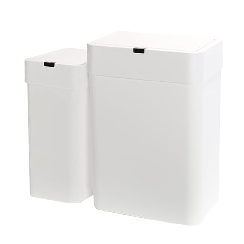 2 Pack Automatic Motion Sensor Trash Can, 2.5 Gallon + 4 Gallon White V68441
