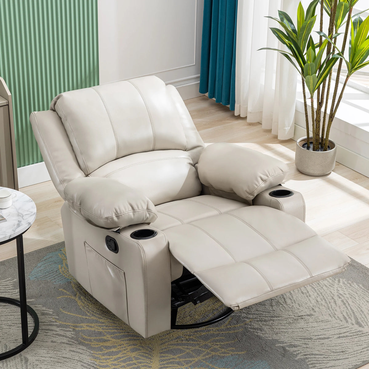 38.19" Wide Manual Swivel Rocker Recliner Chair with Massager and Heat P19712