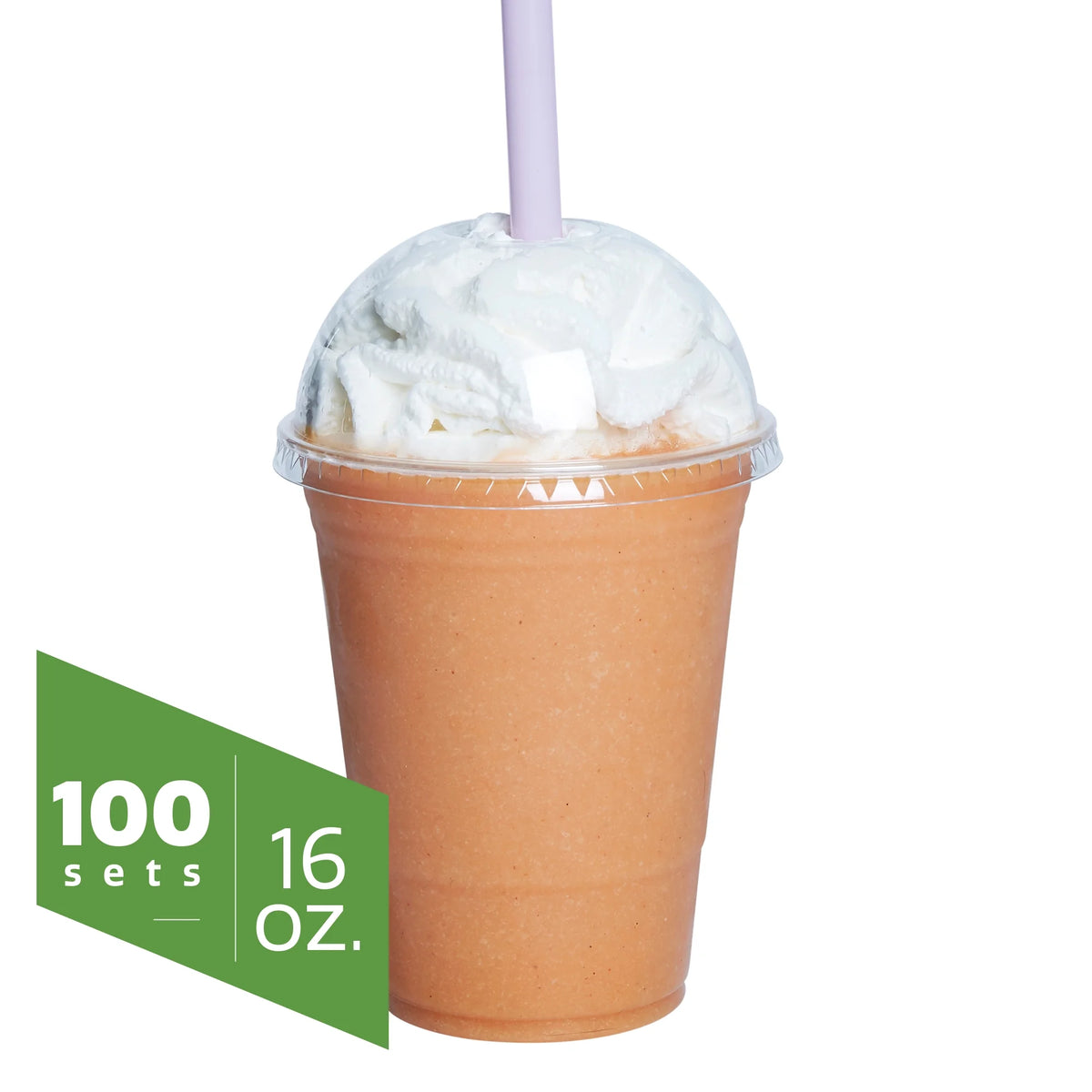 Clear 16 Oz Plastic Cups with Dome Lids, 100-Pack T431979