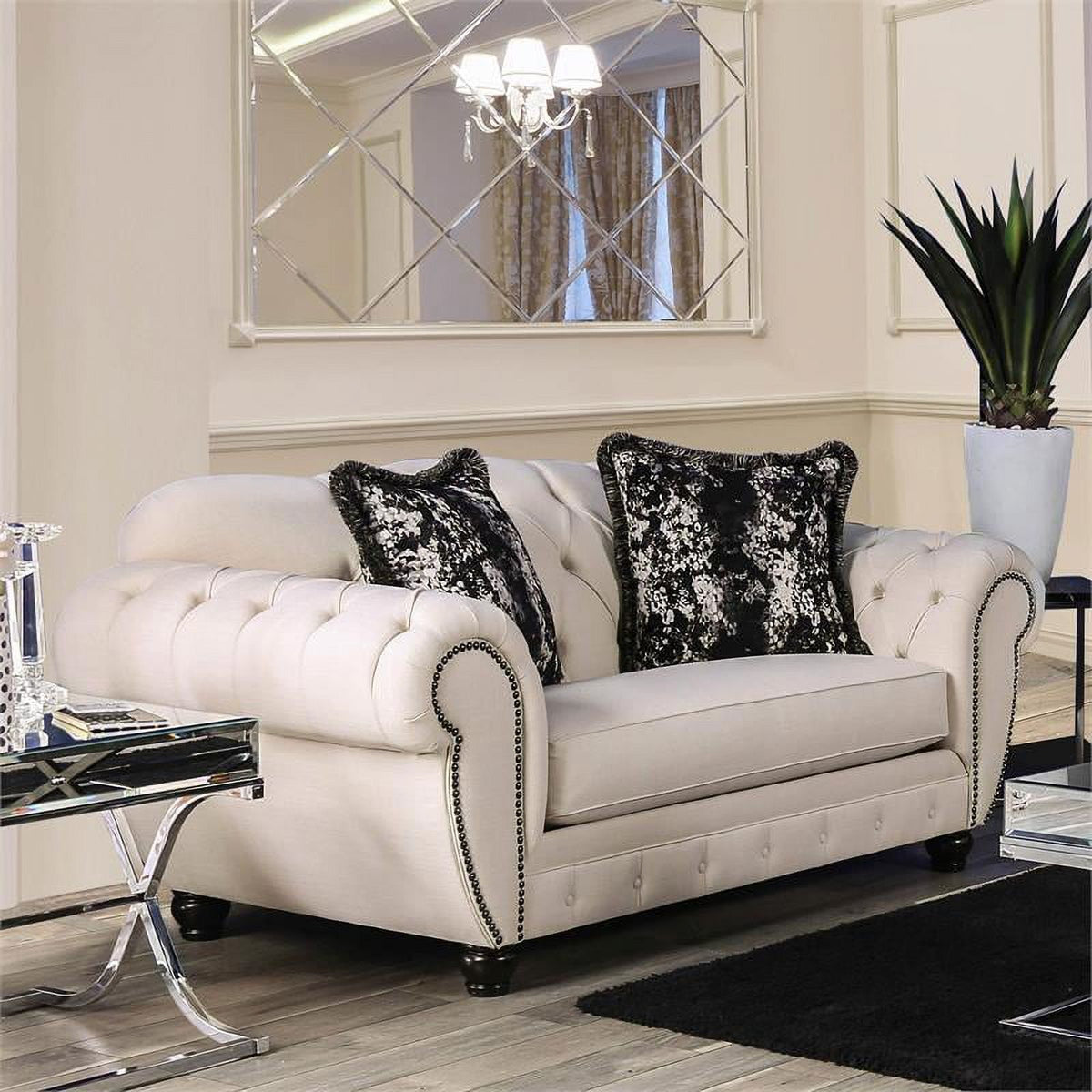 Beige Fabric 2-Piece Sofa Set G594