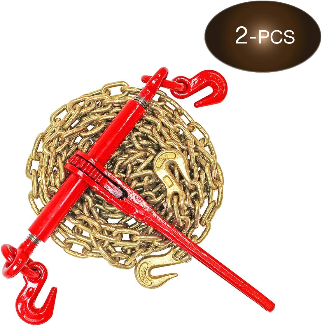 5/16” Grade 70 Chain and Load Binder Kit with 4 Binders and 4 Chains T2864