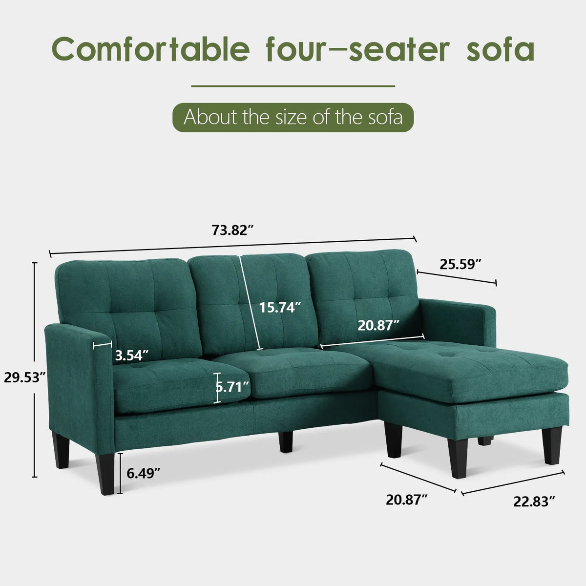 Modern Reversible Chaise L-Shaped Sectional Sofa D211603