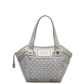 Gray Silver Canvas Leather Tote Bag R78947