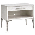 White 1-Drawer Solid Wood Metal Accent Nightstand C8718
