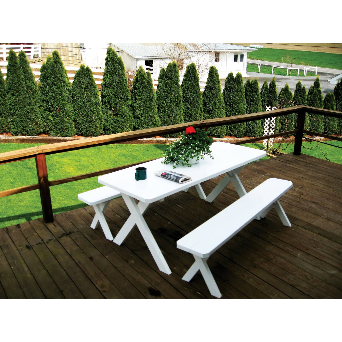 5' Cross-leg Picnic Table with 2 Benches Z927575