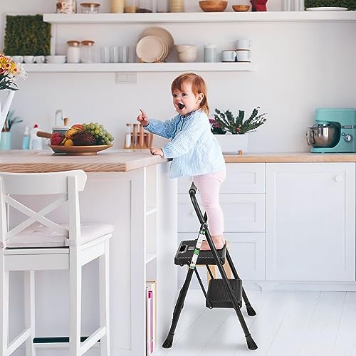 Black 3 Step Folding Steel Ladder Q5946