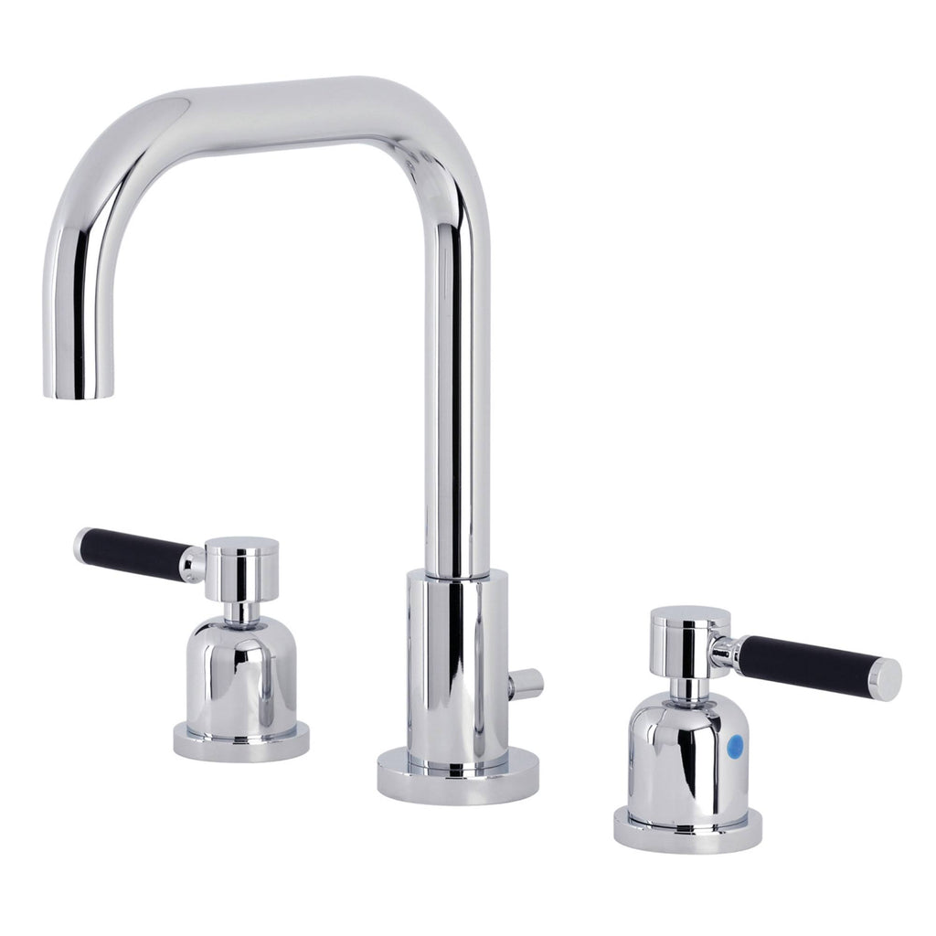 Polished Chrome Widespread Bathroom Faucet with Brass Pop-Up Q5626