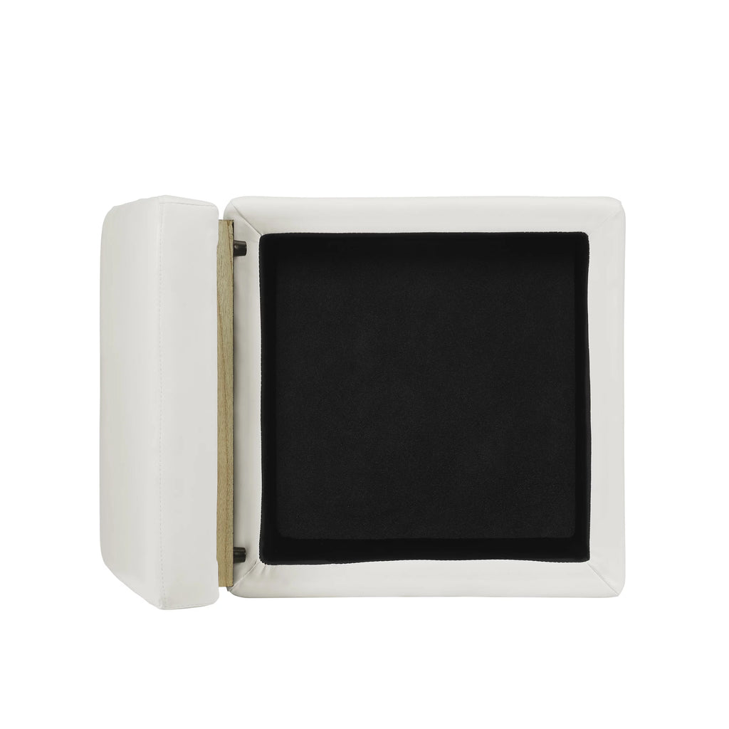 White Faux Leather Square Storage Ottoman Y5227