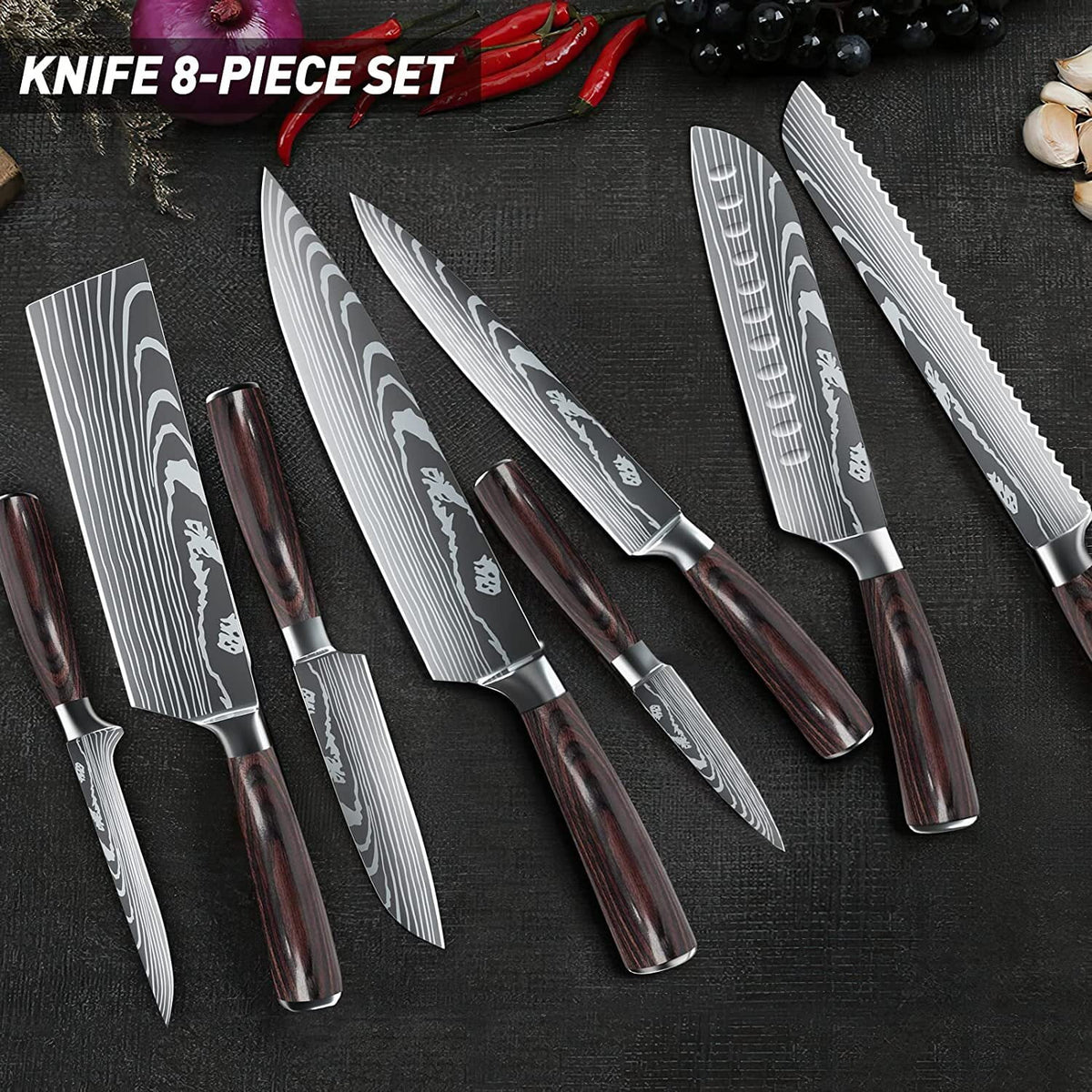 8 Pieces 3.5-8 Inch 440A Stainless Steel Kitchen Chef Knife Set A615129