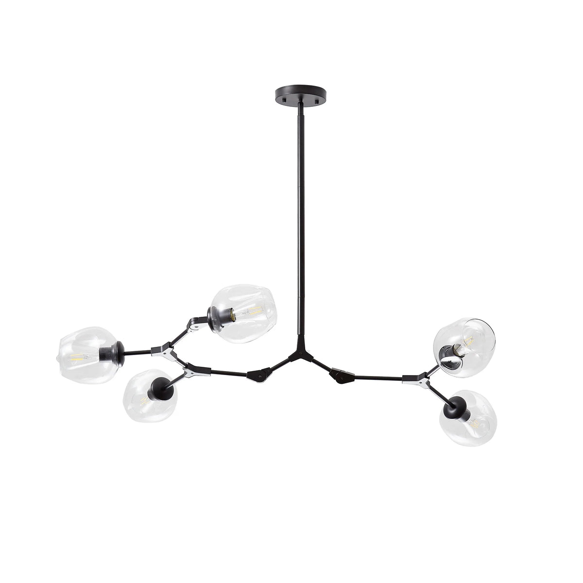 5-Light Clear Glass Linear Chandelier in Black Finish E46462