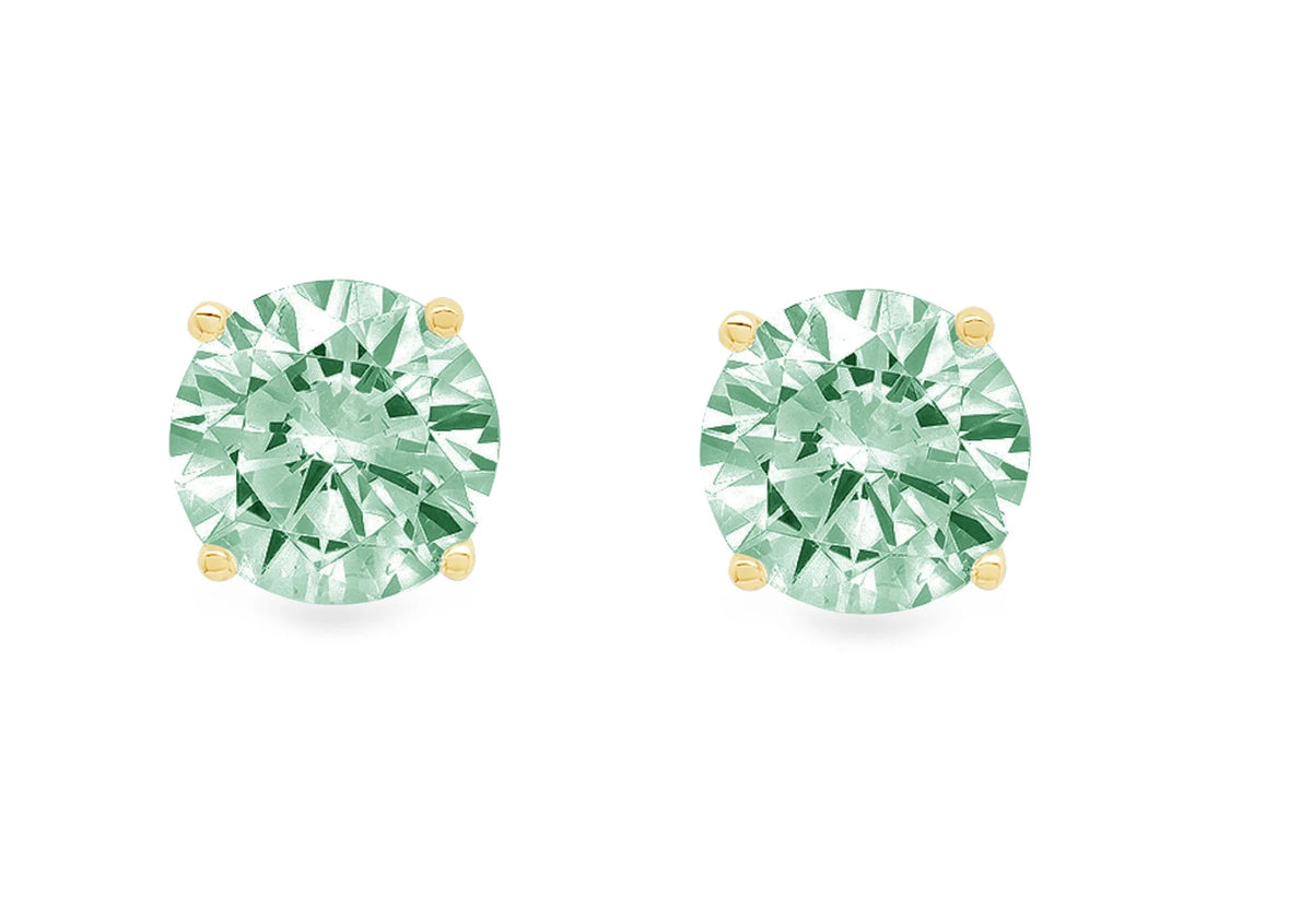 18k Yellow Gold Blue Moissanite Stud Earrings O7800