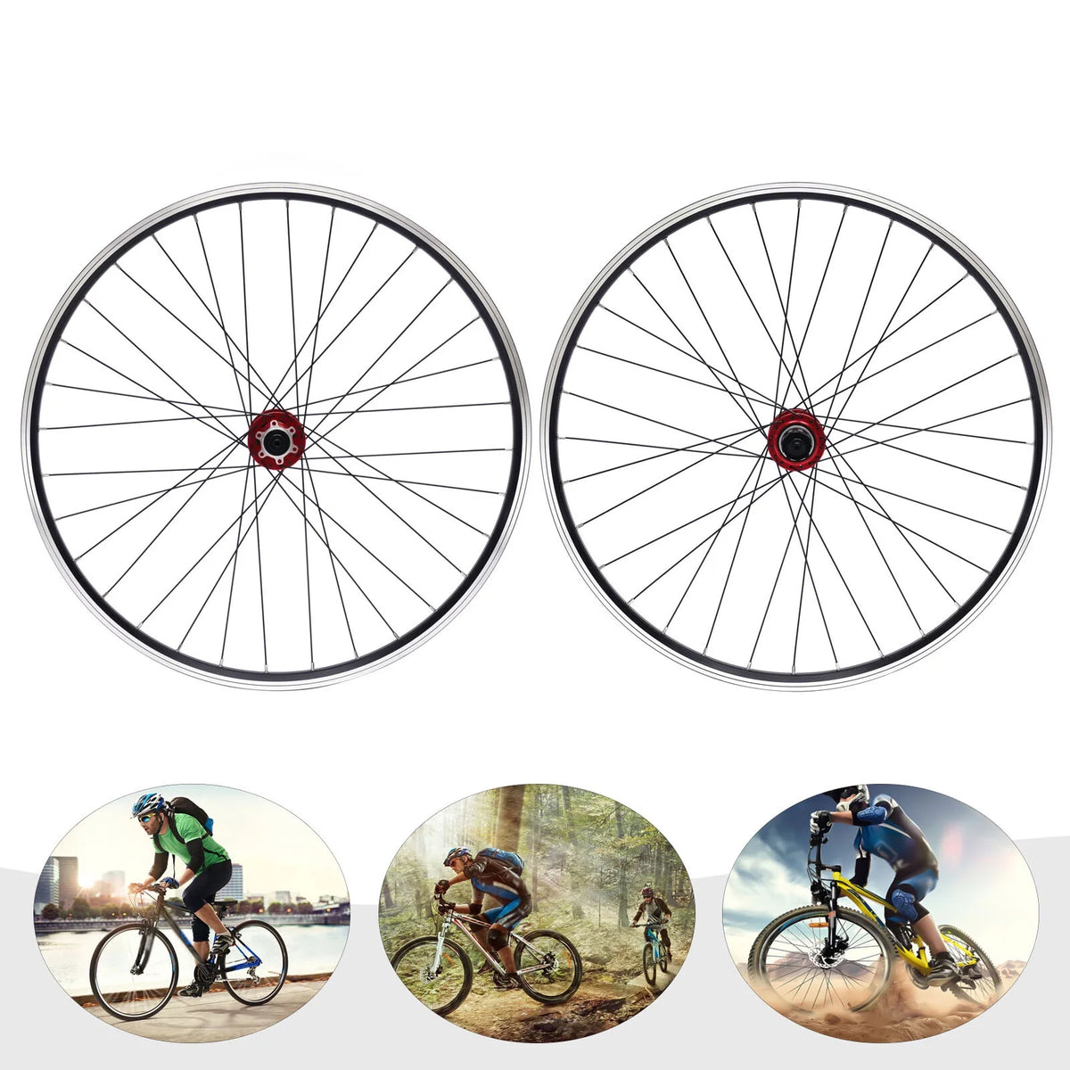 Red Hub 27.5" Aluminum Alloy Mountain Bike Wheelset L956