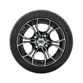 12 inch Black Machined Golf Cart Wheel with Street Tire Set of 4 Y7758