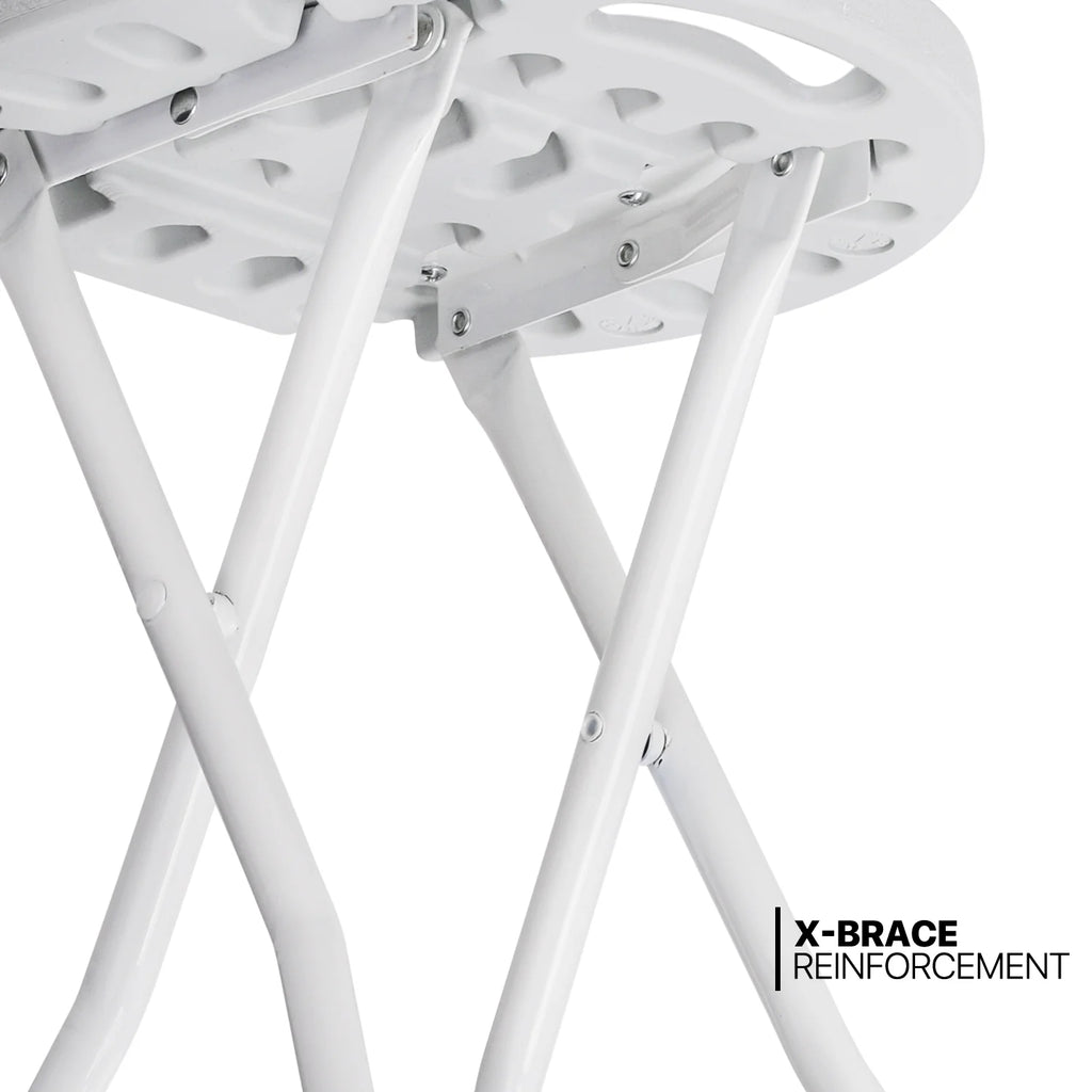 7 Pieces 5 FT Folding White Round Table and Chair Set Q863