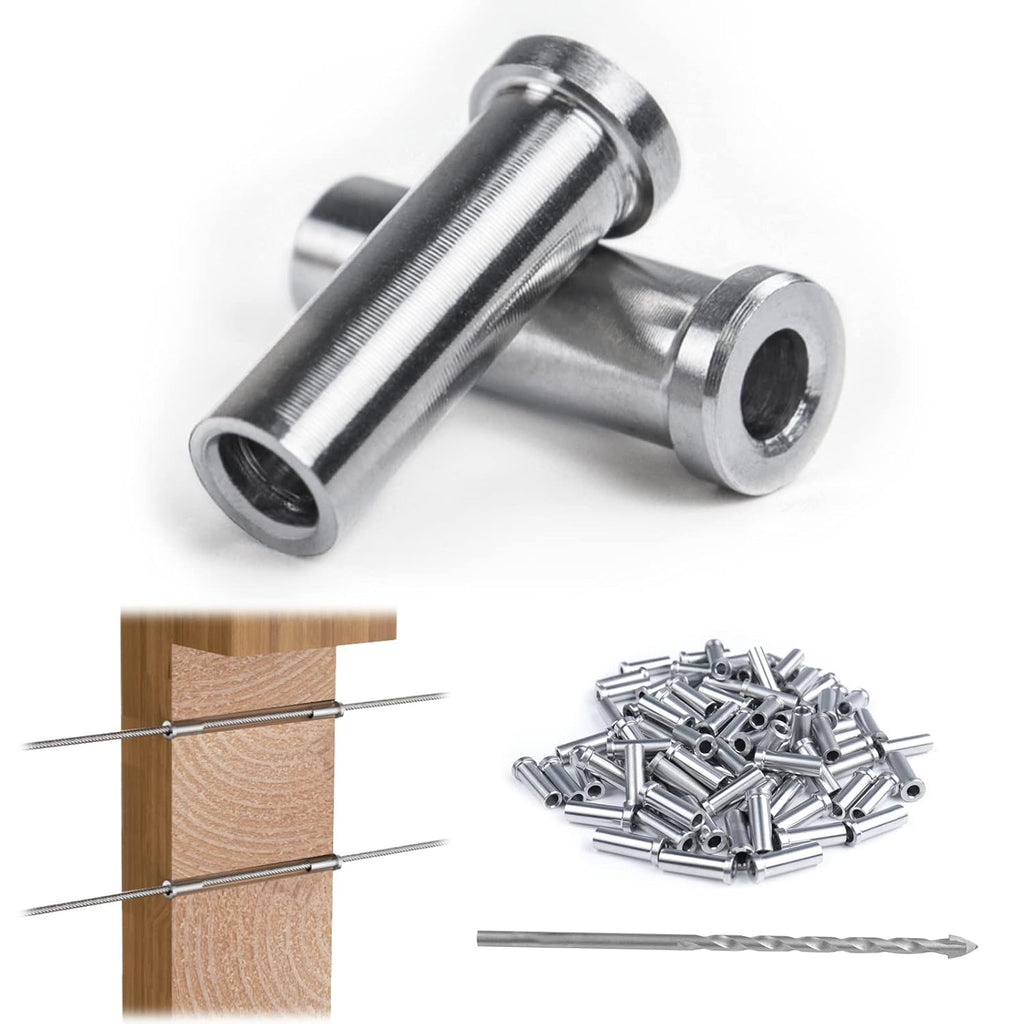 120Pack Stainless Steel Cable Railing Kit for 1/8 Wire Rope Wood Posts T316 Marine Grade Q638400