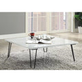 Industrial Style White Marble Top Square Coffee Table C534