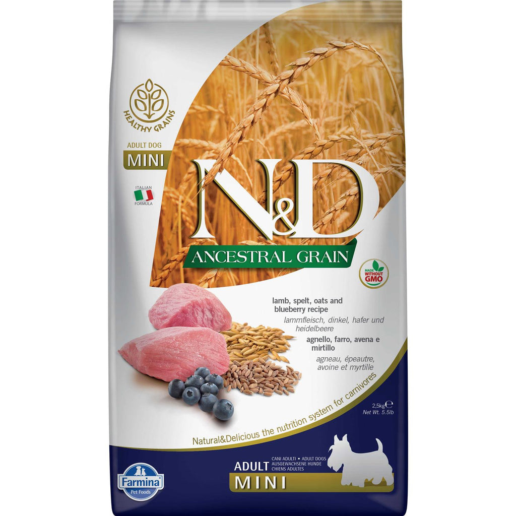 Farmina N&D Ancestral Grain Lamb & Blueberry Mini Adult Dry Dog Food Q652