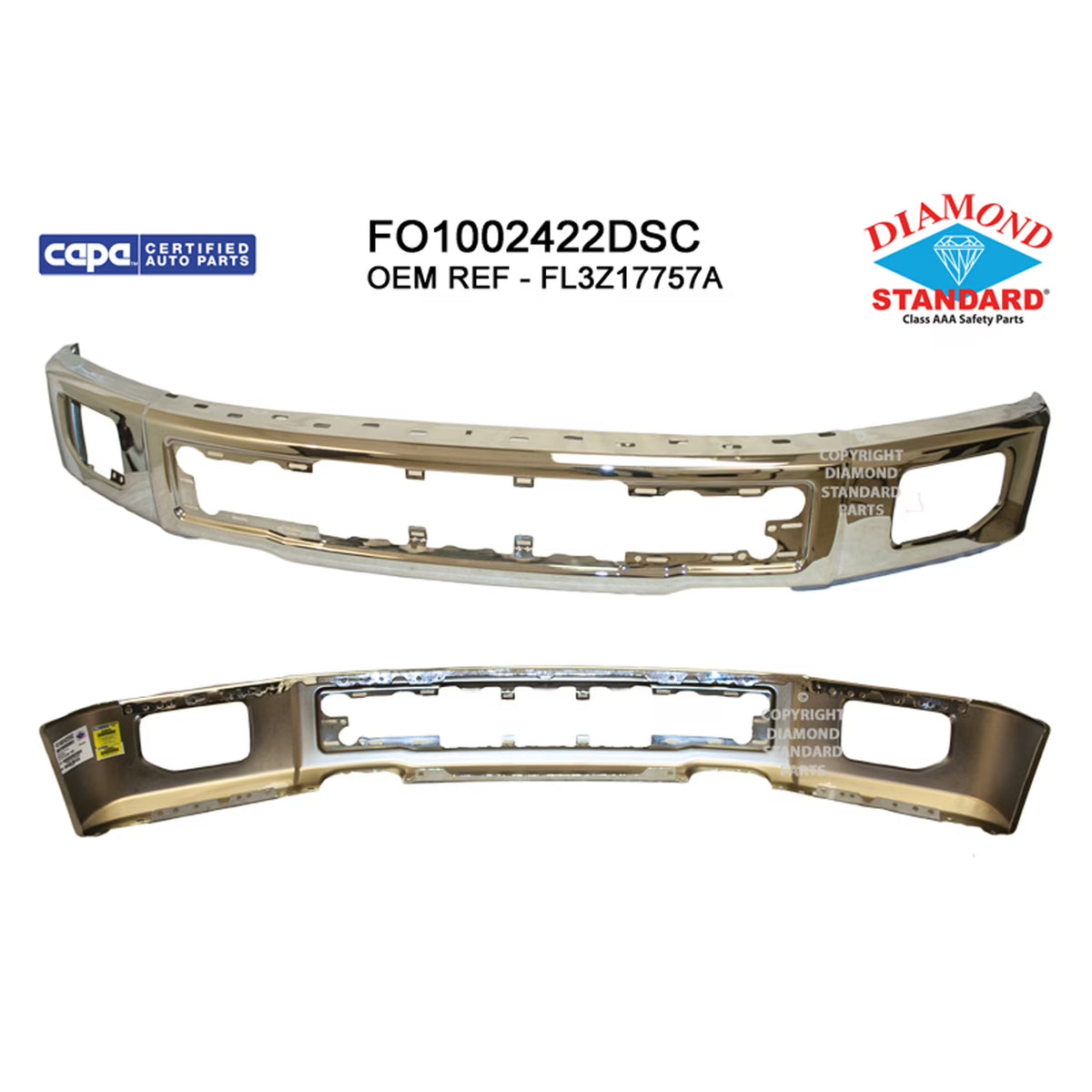 Chrome Steel Front Bumper Face Bar with Fog Lights N793