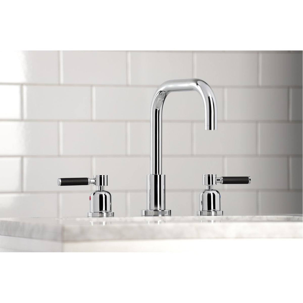 Polished Chrome Widespread Bathroom Faucet with Brass Pop-Up Q5626