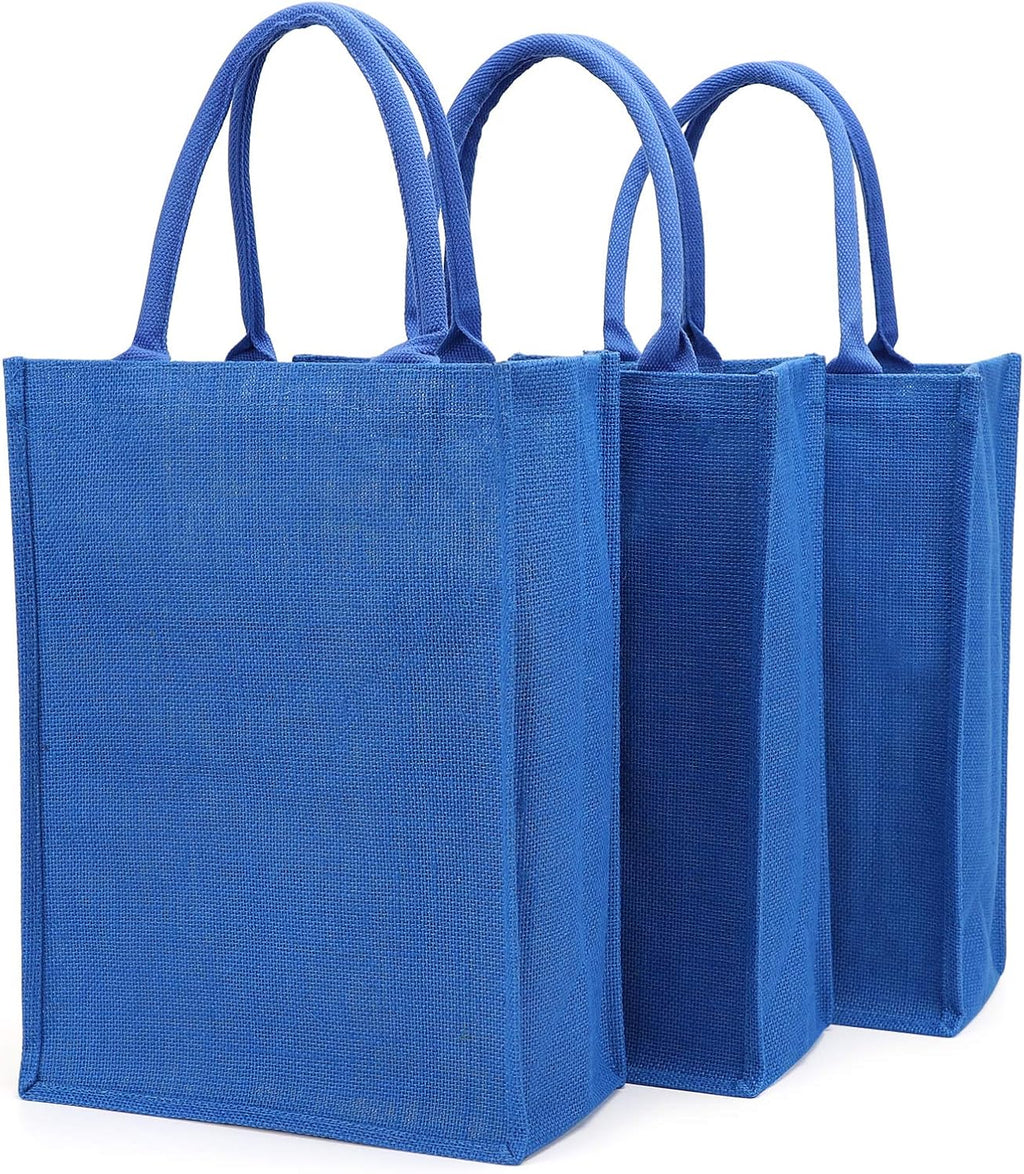 3 Pack Large Burlap Jute Canvas Tote Bags with Handles F31228