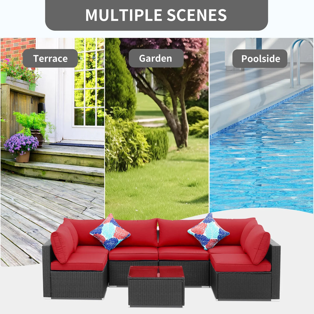 7 Pcs Outdoor Patio Furniture Sofa Set J63597
