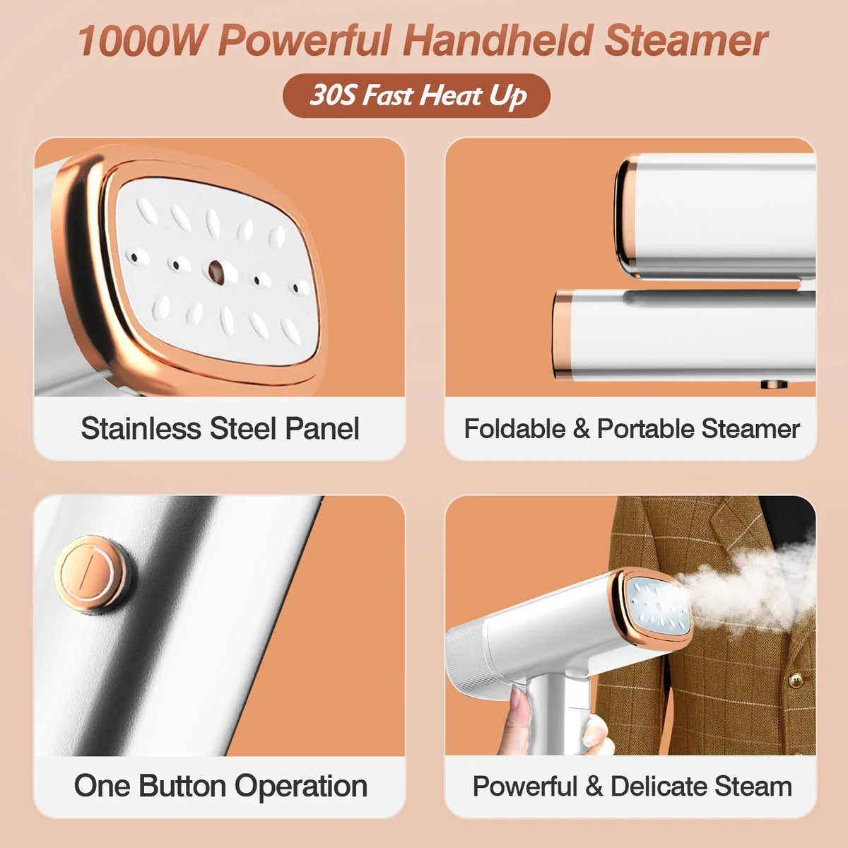 1000W Portable Handheld Electric Steamer with Brush S516