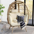 Oversized Wicker Egg Chair with Stand and Beige Cushions R229