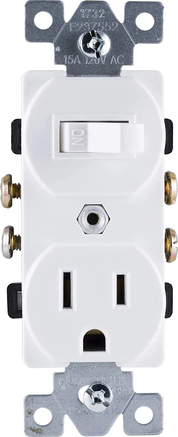 White 5 Pack Two-in-One Light Switch Outlet A424580