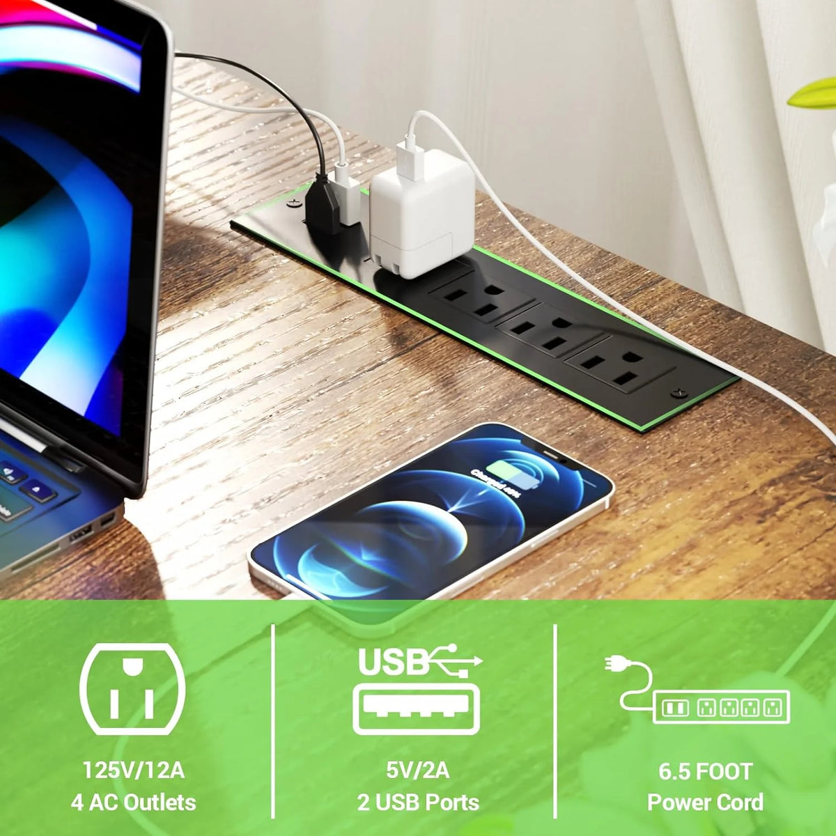 55 Inch Reversible L Shaped Computer Desk with Power Outlets N112