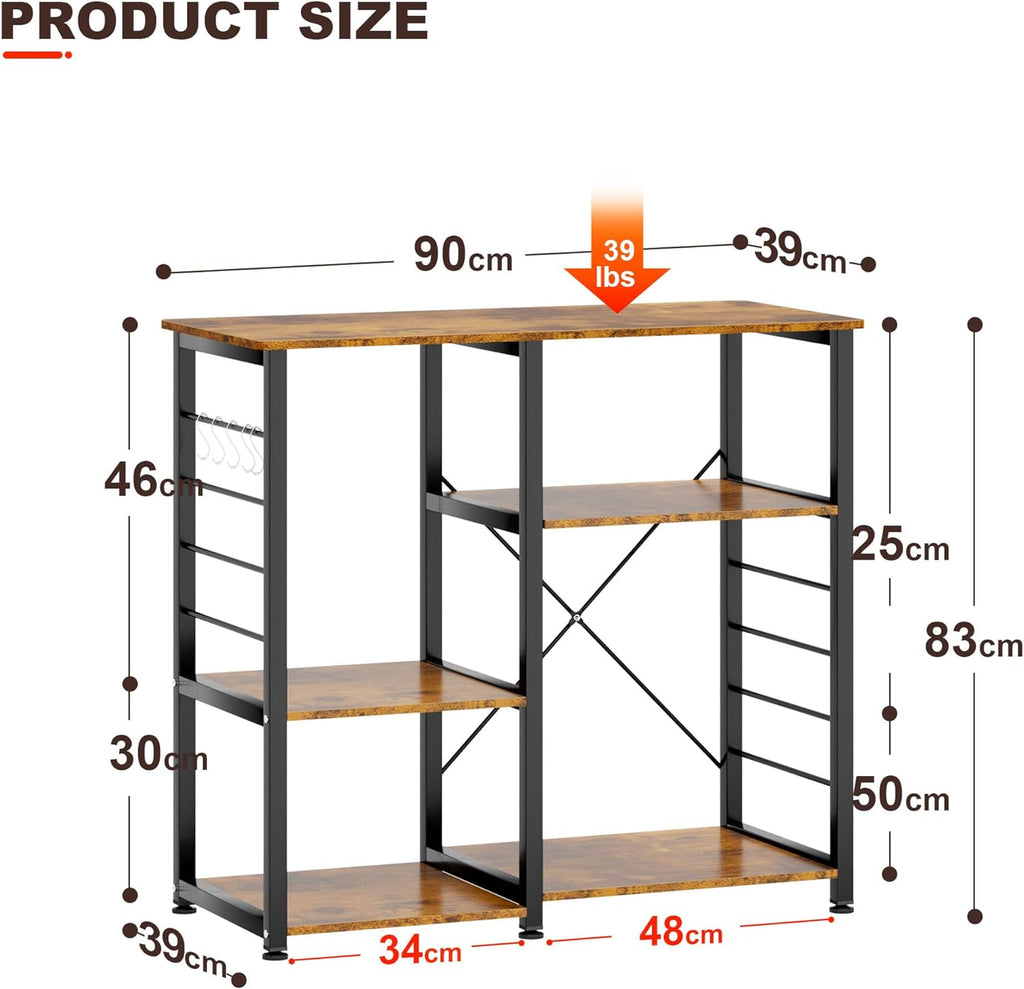 Rustic Brown Kitchen Storage Cart Workstation Shelf Y213293