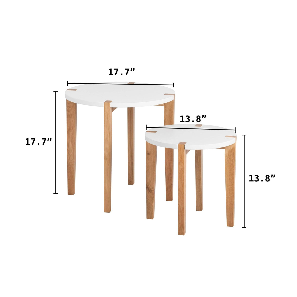 White Oak Round Nesting Side Tables (Set of 2) R317907
