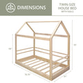 Natural Twin Size House Bed on Raised Platform with Side Rails S6744