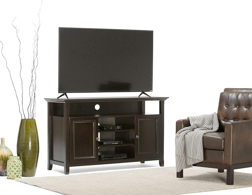 Solid Wood TV Media Stand with Storage Cabinet and Shelves N120652