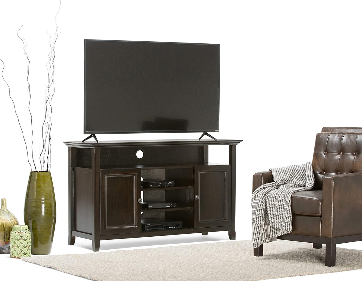 Solid Wood TV Media Stand with Storage Cabinet and Shelves N120652