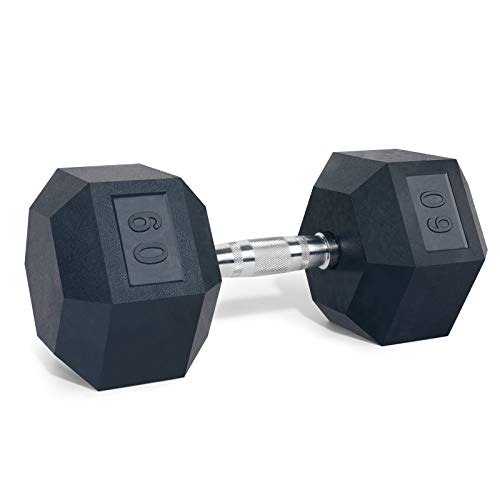 Rubber Encased Hex Dumbbells with Metal Handle, 5-65lbs R769
