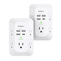 2 Pack USB Wall Charger Surge Protector, 5 Outlet Extender with 4 USB Charging Ports (1 USB C Outlet) 3 Sided 1800J Power Strip O151471