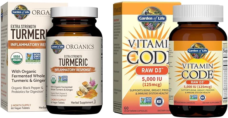 60 Tablets & 60 Capsules Turmeric Vitamin D3 Supplements B756