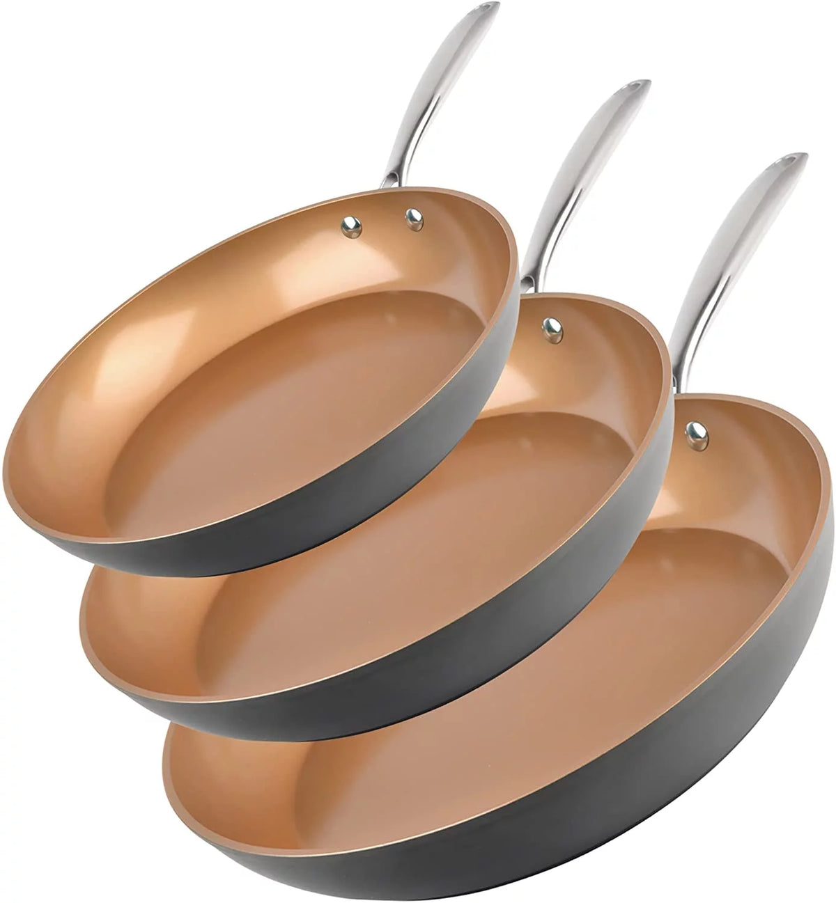 8" 10" 12" Nonstick Ceramic Chef's Skillet Set D40321