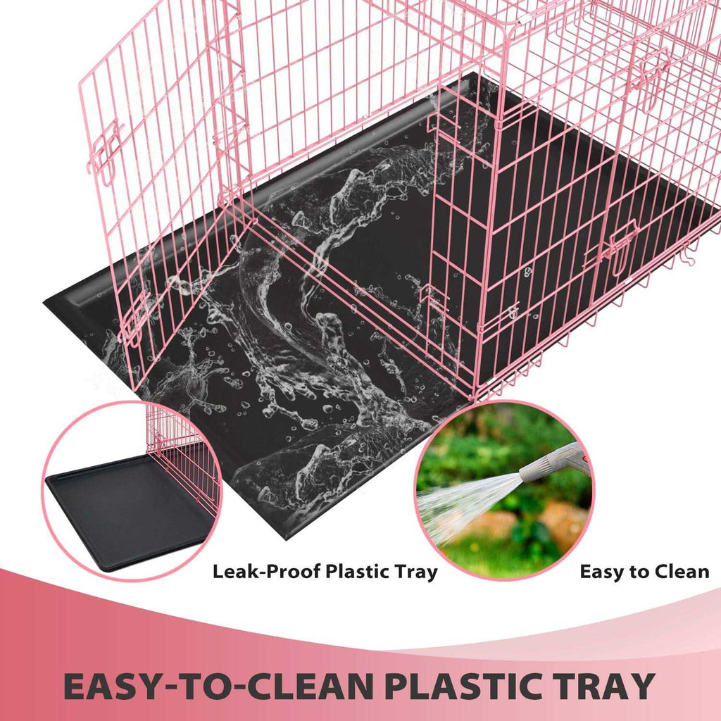 24,30,36,42,48 Inch Folding Wire Dog Crate with Double-Door A672778