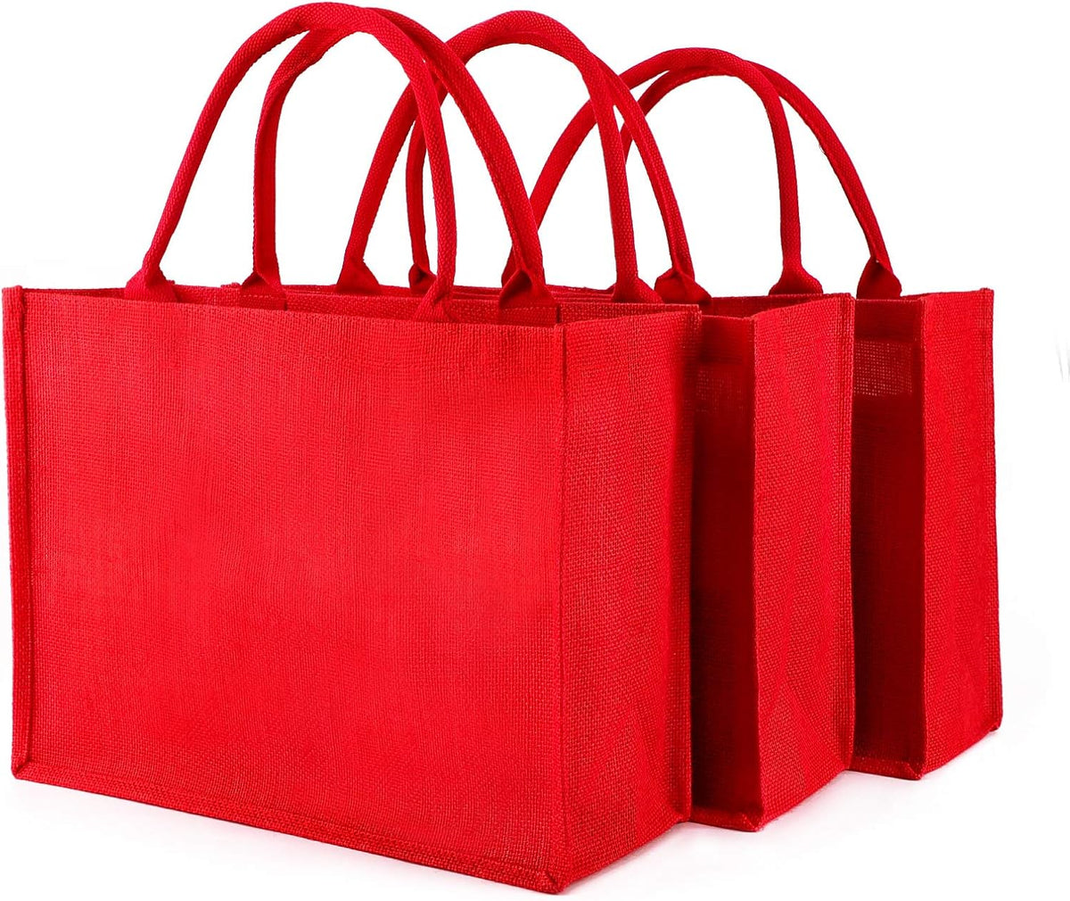 3 Pack Large Burlap Jute Canvas Tote Bags with Handles F31228